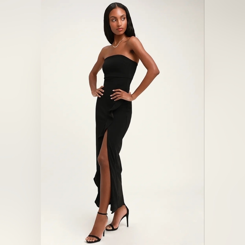 NWT Lulus Black Strapless Maxi Dress